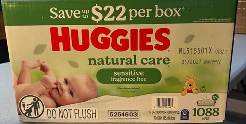 2 Boxes of Huggies Natural Care Sensitive Baby Wipes 1088ct