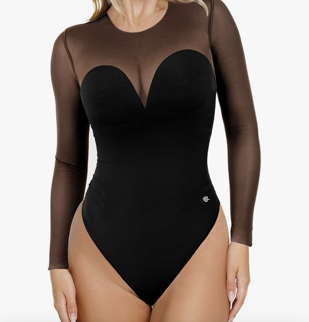 Popilush Long Sleeve Mesh Shape-wear Bodysuit Size L