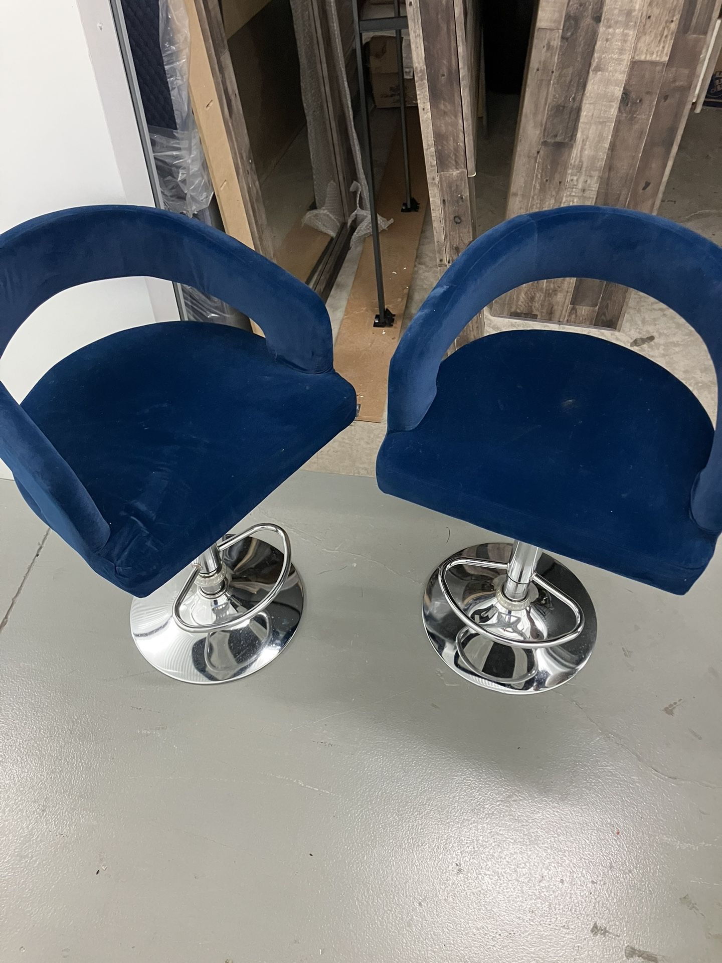 2 Blue Bar Stools 