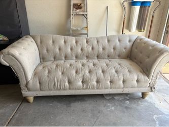 Free 3 seat tufted white/linen couch