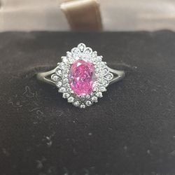 100% Natural Diamonds and Pink Sapphire Ring