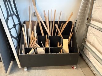 Rolling Lumber Storage Cart with Dividers