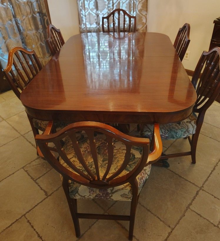 Cheery Wood Table W Matching Buffet