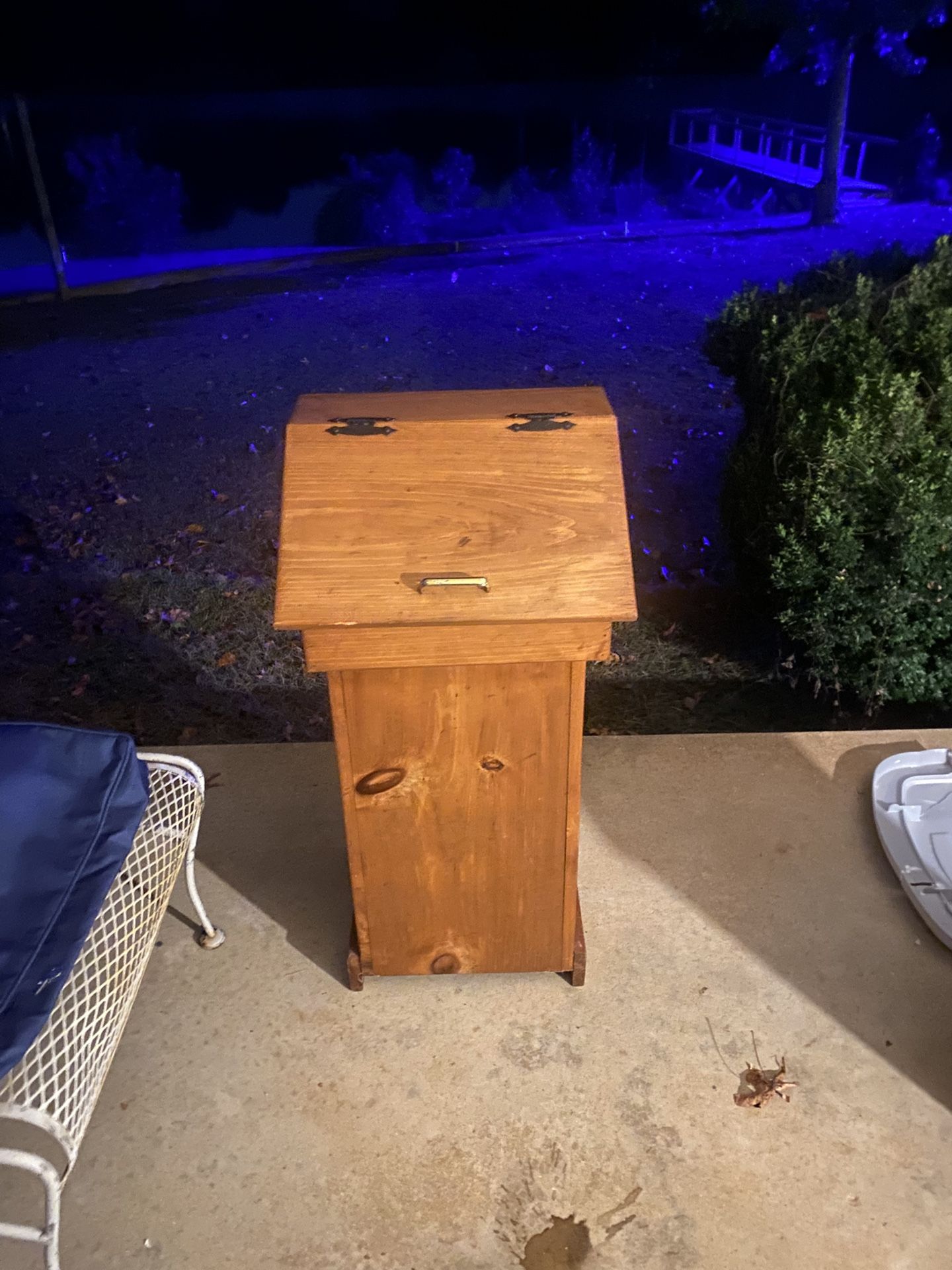 Vintage Handmade solid wood trash can/Potato Bin