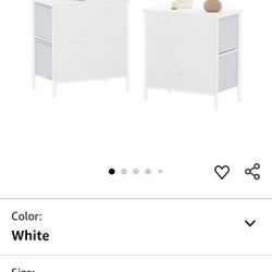 BOLUO White Nightstands Set of 2 - Nightstand and Dresser Sets Night Stand Dresser for Bedroom End Table with Fabric Drawers Organizer Modern