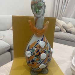 Heavy Hand-Blown Art Glass Figurine – Vintage Murano Style  