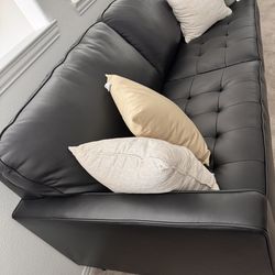 Two Black Leather sofa