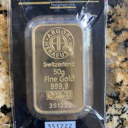 50g Argor-Heraeus Gold Bar – $4000 