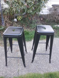 Metal bar stools pair industrial