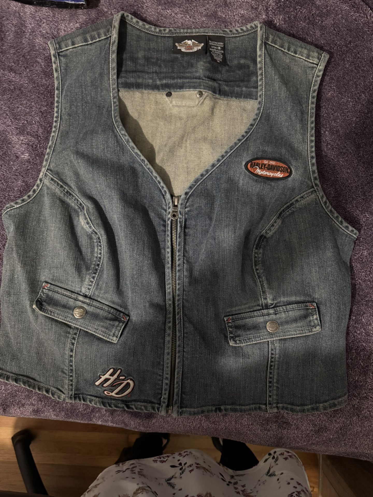 Harley Davidson Jean Vest & HD Shirt Size 1W