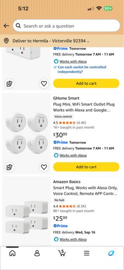 GHome Smart Plug Mini, WiFi Smart Outlet Plug Works with Alexa and Google...