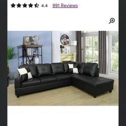 black  vegan  leather couch 