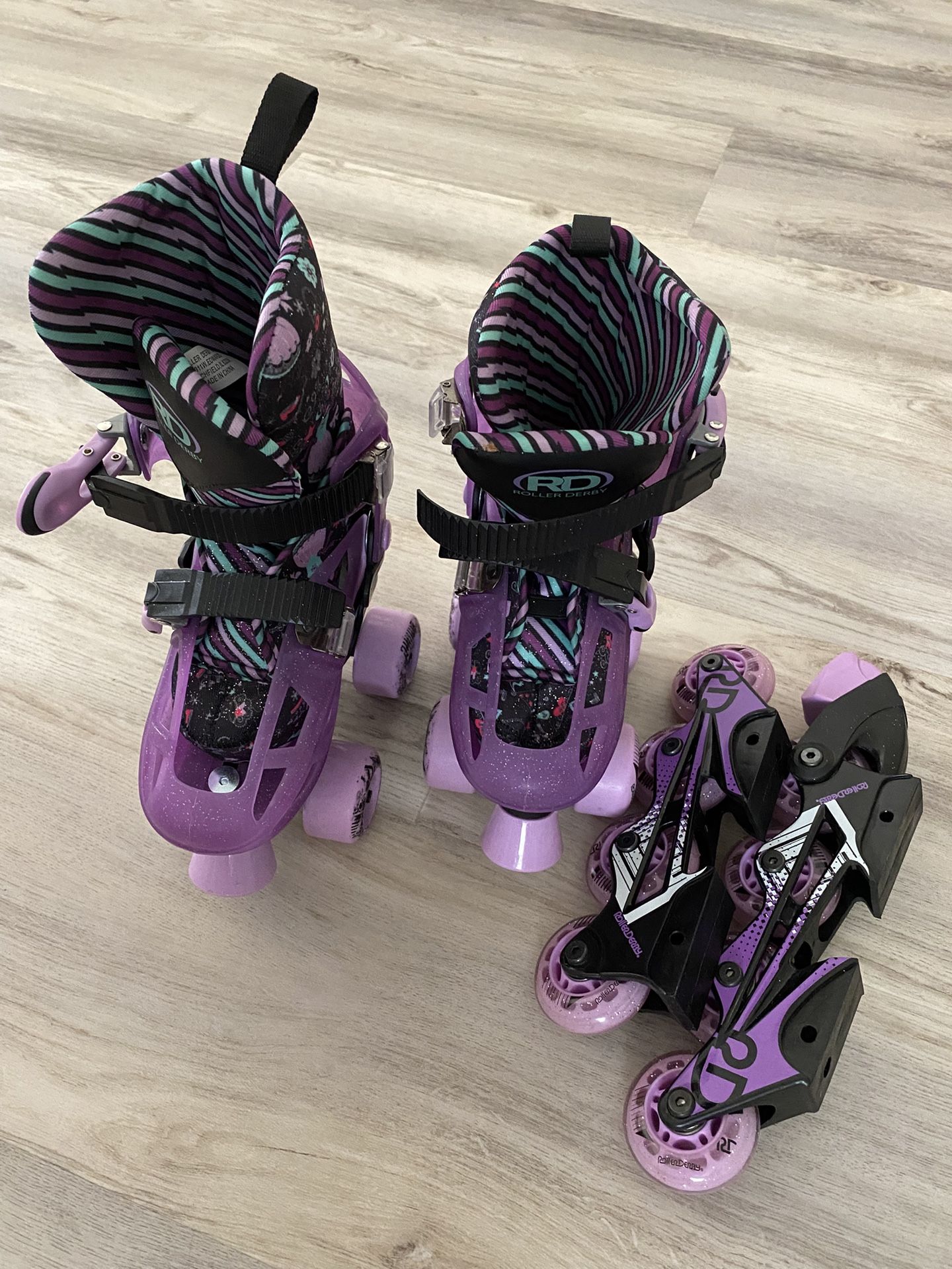 Girls 2-in-1 Roller Skates Combo (small/size 12-2)
