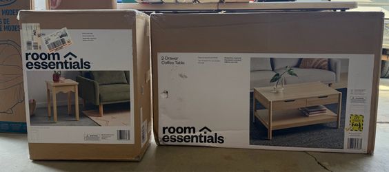 $75 for both  Large living room center table and small Sofa side table NEW - Closed boxes