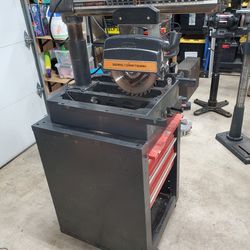 Craftsman/Sears 10" radial arm saw W/stand with drawers, original owners manual, new blades