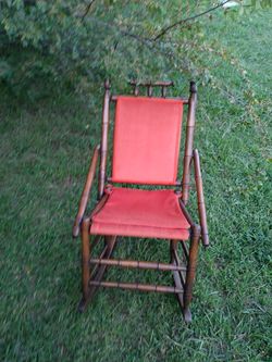 Antique Carpet Rug Rocking Chair