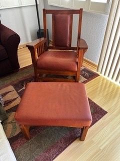Wooden Rocking Chair with Ottoman