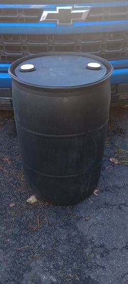 Blue , Black and clear Plastic 55 Gallon Barrels / Rain Barrels