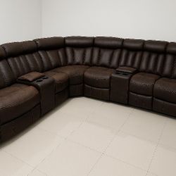 Large Brown Reclining Sectional Sofa