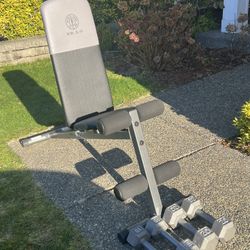 Bench + Dumbbells 2(20lb) & 2(15lb) Like New 