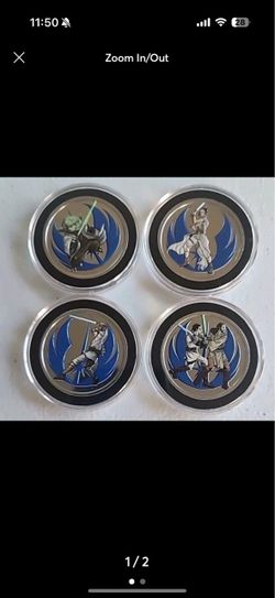 Disneyland 70th Star Wars Colorized Medallion Set of 4 Yoda Luke Galaxy’s Edge