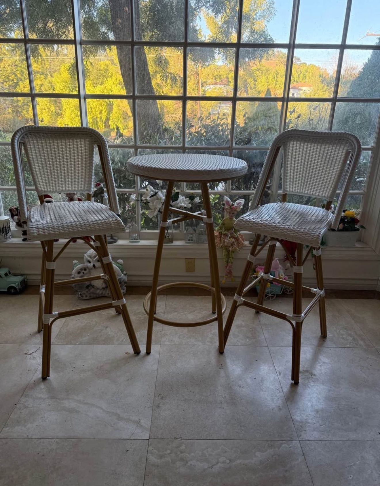 Rattan bistro Chairs And Table
