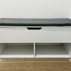 Cushioned Shoe Rack Bench White