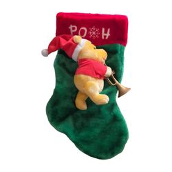 Santa's Best Disney Winnie the Pooh Christmas Stocking Plush Trumpet - Used