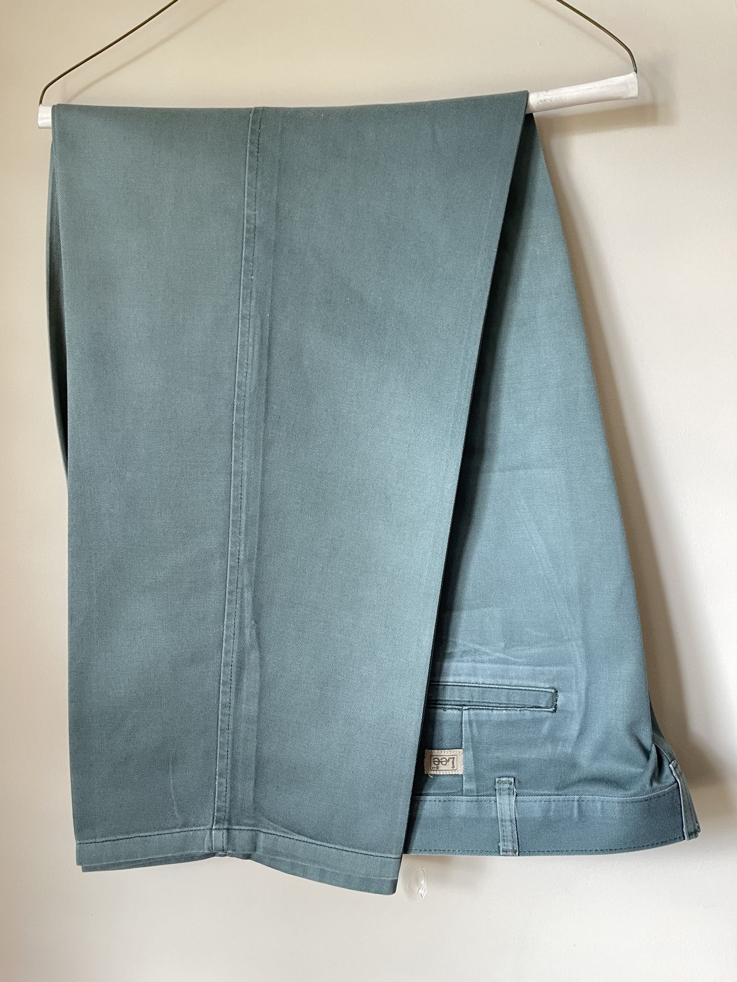 Vintage Lee Riders Casual Pants Mens 38*30 Forest Green Baggy Fit Made USA 90s