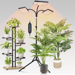 3-Head Grow Light with Stand 75W, FECiDA 2025 Grow Lights for Indoor Plants, Full Spectrum LED Plant Grow Light for Houseplants, Bonsai Tree, 4,8,12,1