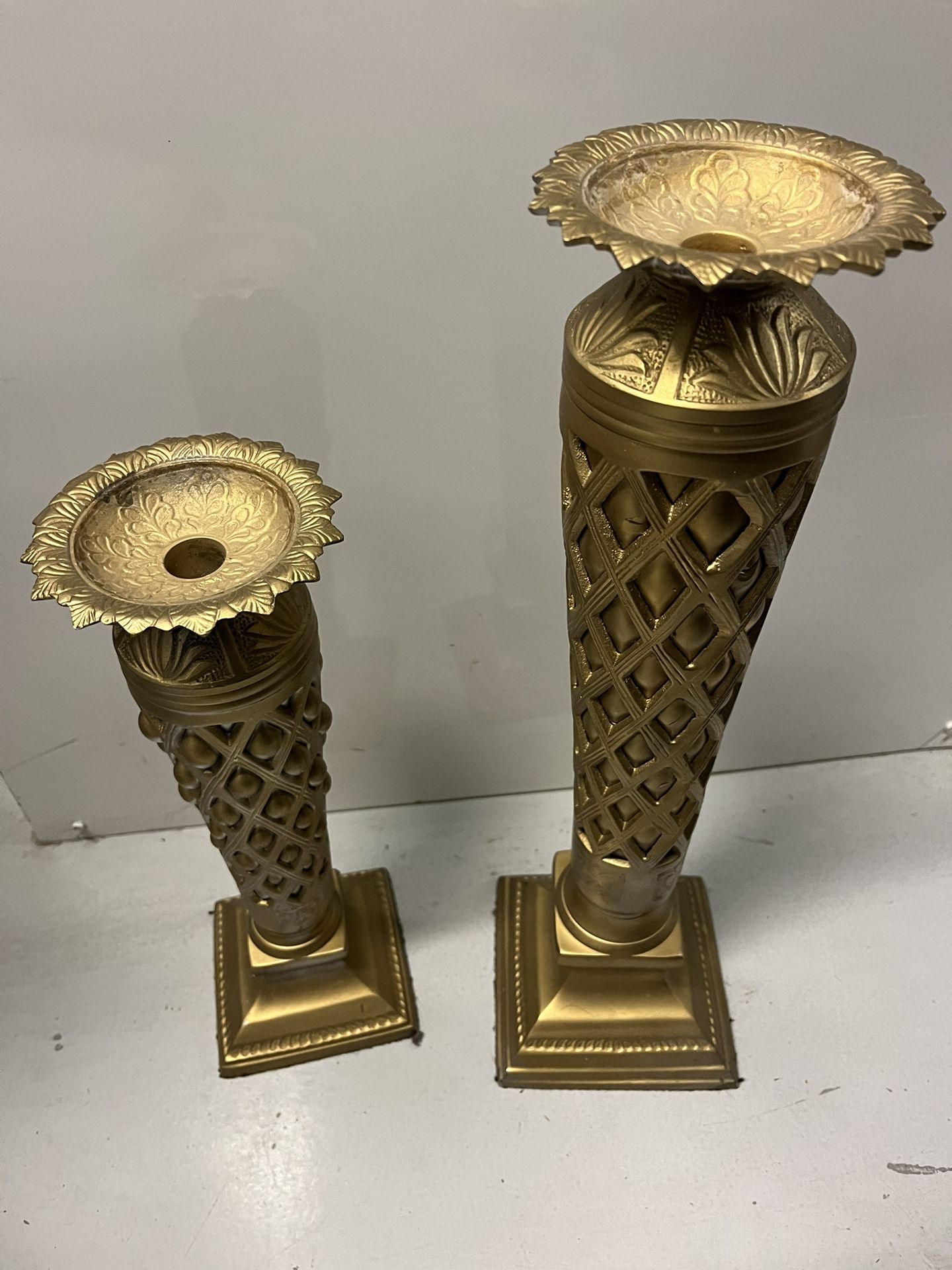 Gold Wrought Iron Candle Holders 
