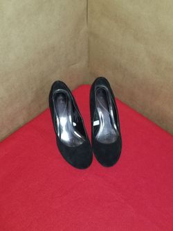 Merona black suede wedge heel