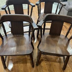 1970s Slavic Solid Cherry Low Back Windsor Chairs set of 4