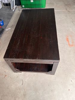 Dark Wood Coffee Table with Lower Shelf