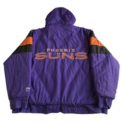 Vintage Logo 7 NBA Phoenix Suns Full Zip Puff Jacket Men’s Size XL Hooded Logo