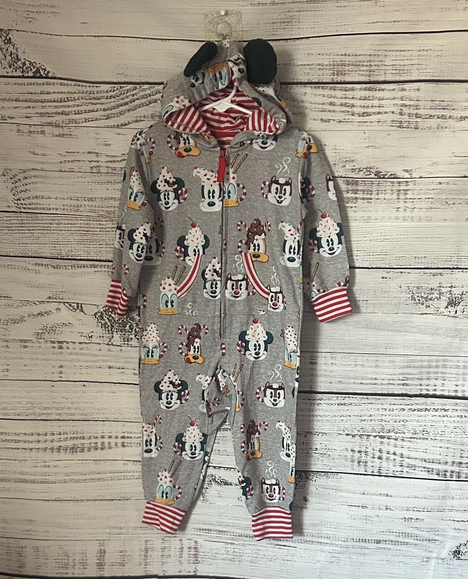Gray Disney Mickey Mouse and friends holiday sleeper size 2