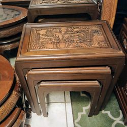 Set Of Three Piece Oriental Nesting Tables