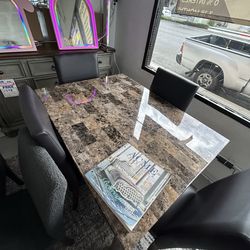 5  piece dining table set faux marble