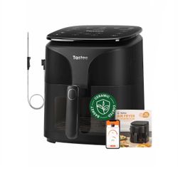 Ceramic Air Fryer, 8-in-1 Compact 5.5QT AirFryers, 450°F Digital Airfryer Dehydrator with Smart Probe, 24 Presets One-touch Cooking, In-app Rec