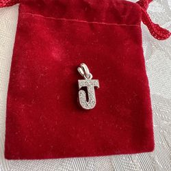 Letter J Studded Necklace Charm