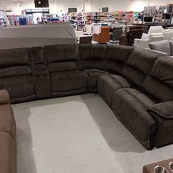 Redding 6 pc  fabric power reclining sectional