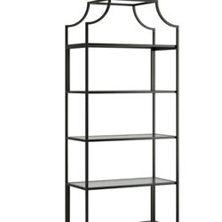 Bookshelf with Glass Shelves, Bookcase Storage