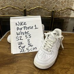 Nike Air Force 1 low-top leather sneakers in size 5.5 youth (equivalent to a women's size 7 or UK 3, Eur 36)