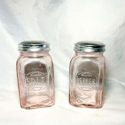 Pink Depression Glass Salt and Pepper Shakers