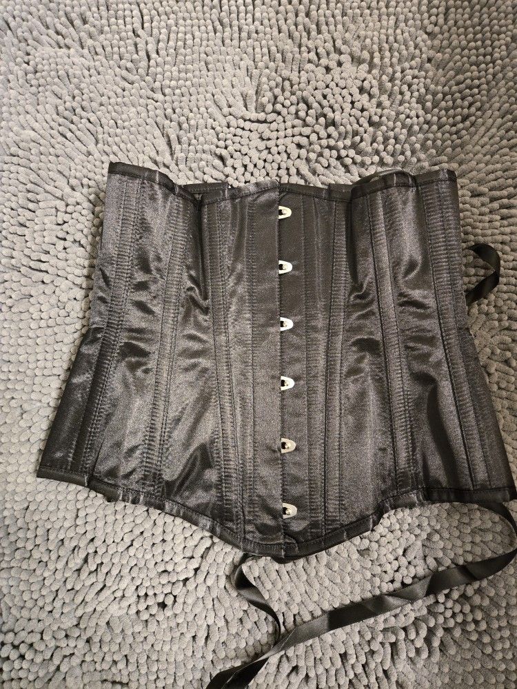 Instant Shape Black Satin Longline Underbust