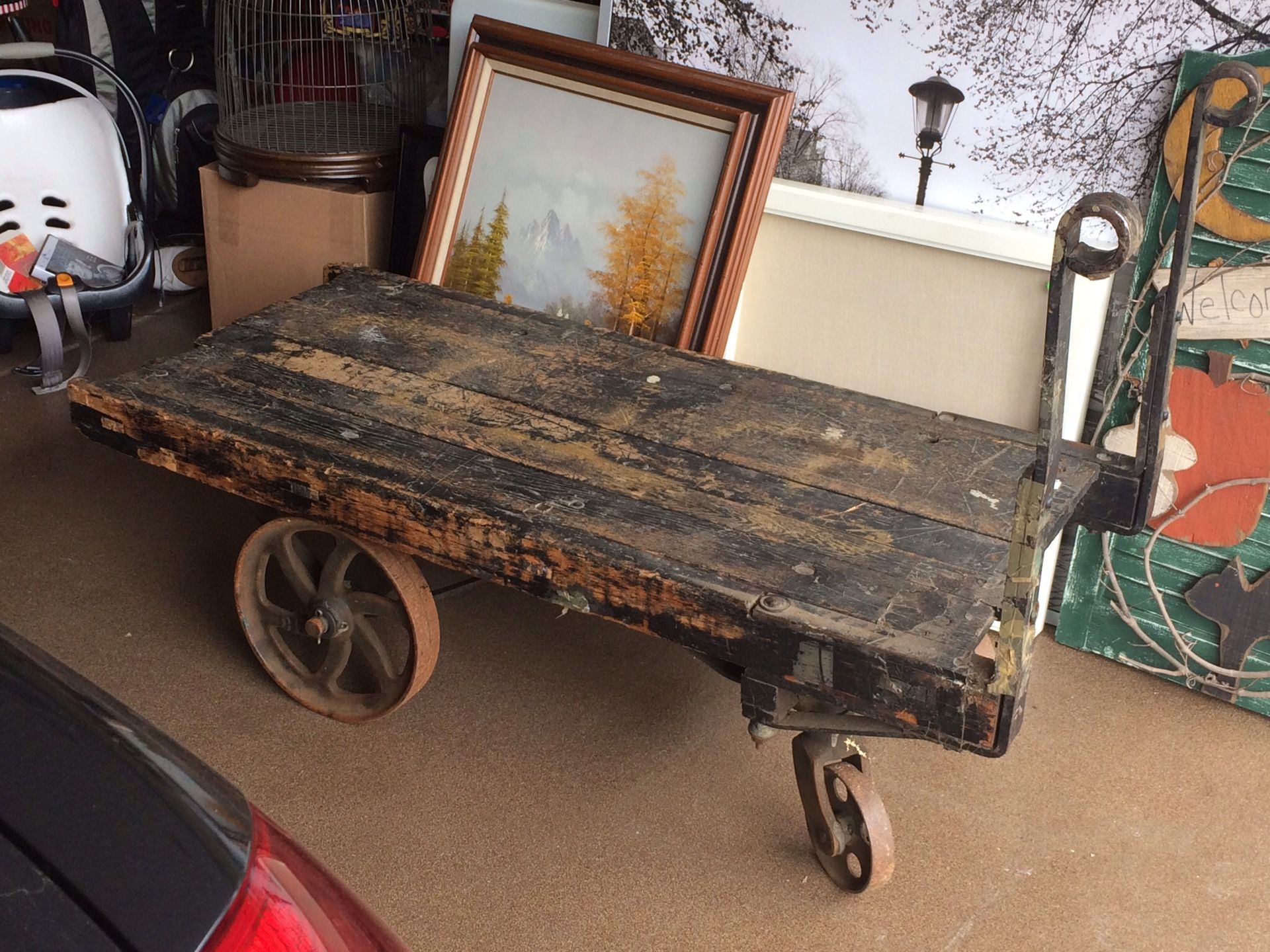 REDUCED! Antique Railroad Luggage Cart