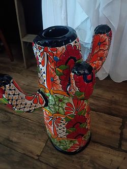 Talavera Ceramic Cactus Vase