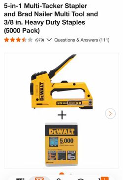 5-in-1 Multi-Tacker Stapler and Brad Nailer Multi Tool and 3/8 in. Heavy Duty Staples (5000 Pack)