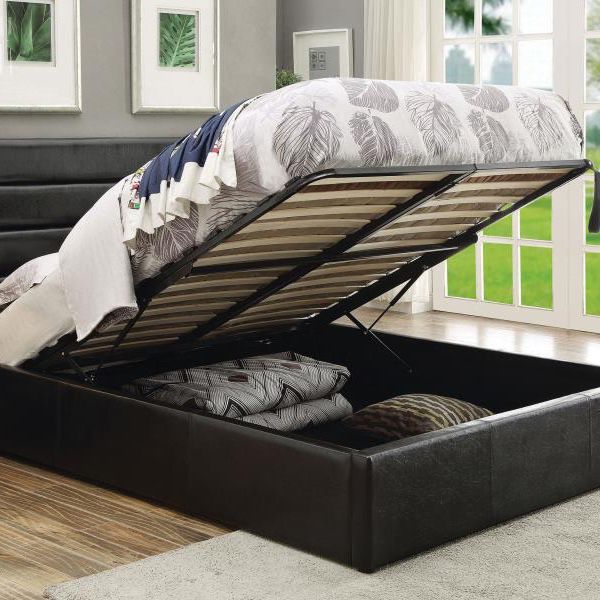 Queen Storage Platform Bed Frame In Black Finish