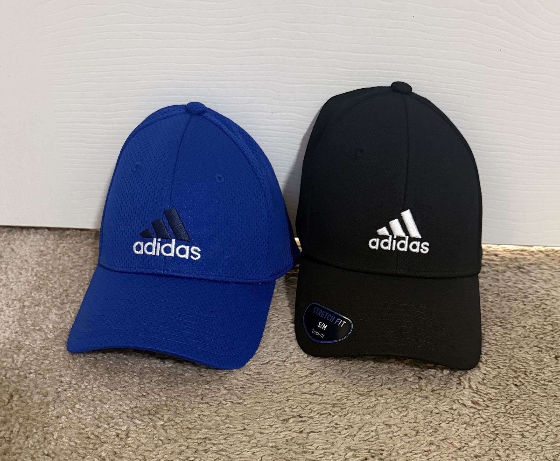 NWT Adidas Blue and Black Logo Caps